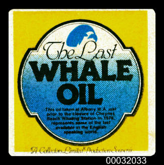 Label for the last whale oil