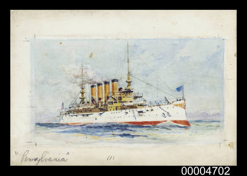 USS PENNSYLVANIA  - a study for a Wills cigarette card