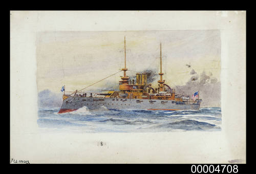 USS ILLINOIS -  a study for a Wills cigarette card