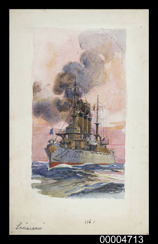 USS LOUISIANA - a study for a Wills cigarette card
