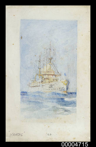 USS KANSAS - a study for a Wills cigarette card