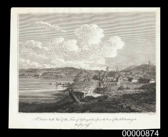 A Direct South View of the Town of Sydney taken from the brow of the hill leading to the flag-staff