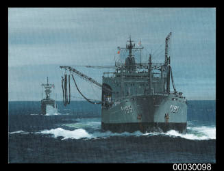 HMAS ADELAIDE approaching HMAS WESTRALIA for refuelling