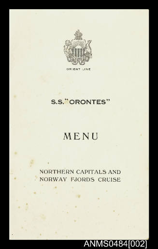 Menu from SS ORONTES 20 June 1931