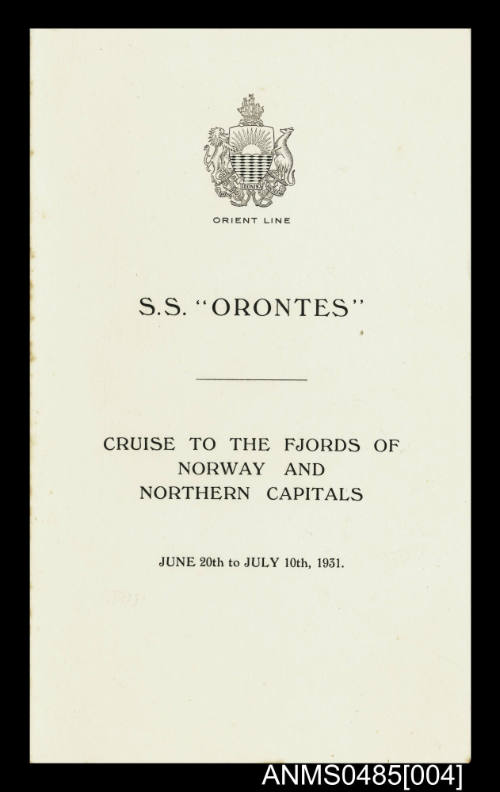 Fact card for Orient Line SS ORONTES cruise dated 7 July 1931