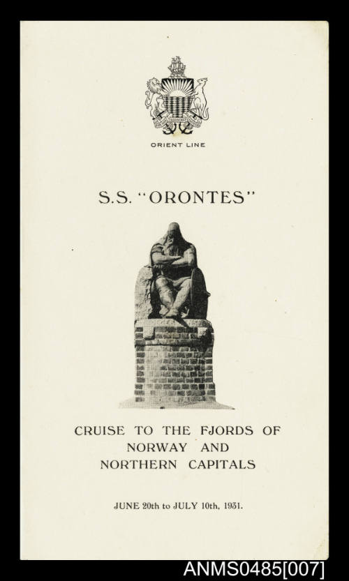 Fact card for Orient Line SS ORONTES cruise dated 2 July 1931