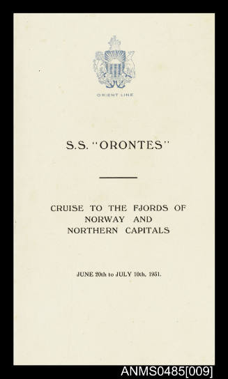 Fact card for Orient Line SS ORONTES cruise dated 1 July 1931