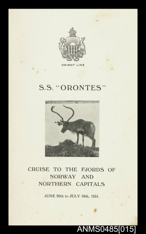 Fact card for Orient Line SS ORONTES cruise dated 22 June 1931