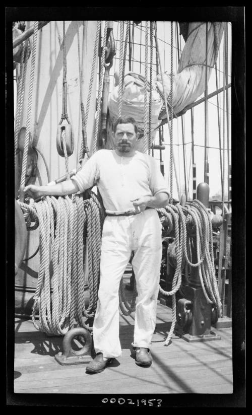 Merchant mariner standing on deck