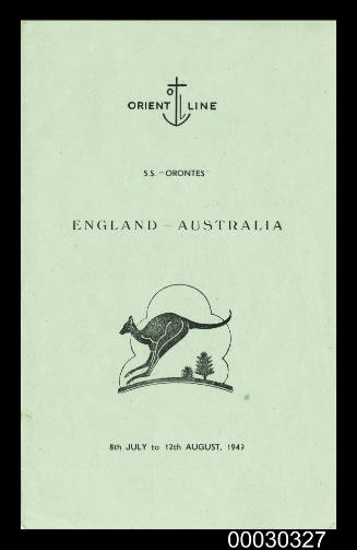 Information brochure for Melbourne during SS ORONTES voyage from England to Australia