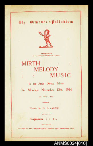 Orient Line SS ORMONDE Mirth Melody Music concert program