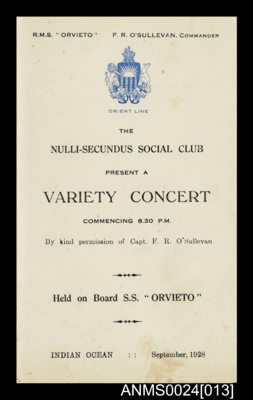 RMS ORVIETO Variety Concert Program