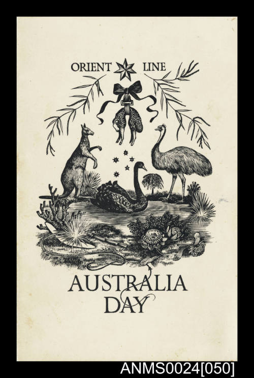 Orient Line SS ORONTES dinner menu for Australia Day 1936

