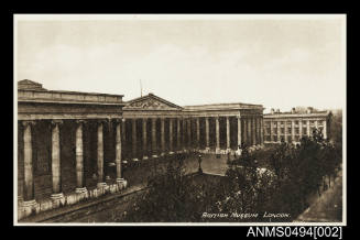 Postcard depicting British Museum from Pete Jackson to Miss Mason dated 31 August 1931