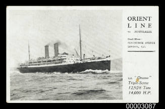 Orient Line to Australia ... SS ORAMA Triple-Screw 12,928 Tons 14,000 HP
