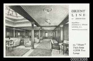 Orient Line to Australia ... SS ORAMA Triple-Screw 12,928 Tons - Lounge
