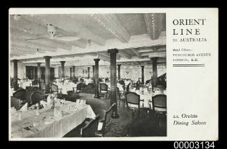 Orient Line to Australia ... SS ORVIETO Dining Saloon