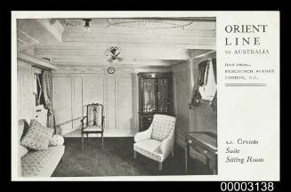 Orient Line to Australia ... SS ORVIETO suite sitting room