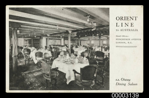 Orient Line to Australia ... SS OTWAY Dining Saloon