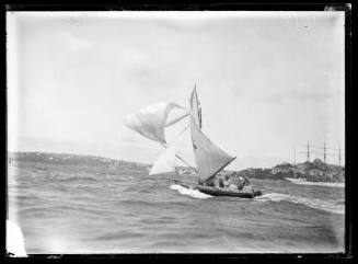 18-foot skiff on Sydney Harbour on heavy day  inscribed 1375