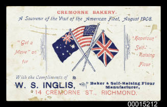 Cremorne Bakery.  A Souvenir of the Visit of the American Fleet, August 1908