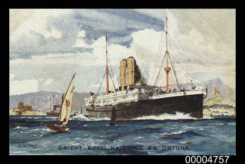 Orient - Royal Mail Line SS ORTONA leaving Marseilles