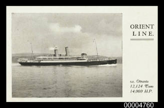 Orient Line to Australia ... SS OTRANTO, 12,124 Tons 14,000 HP