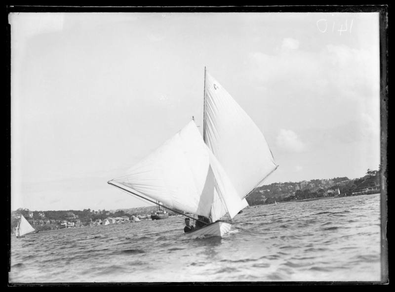 Possibly a 10' skiff with 2 crew visible. on Sydney Harbour, inscribed ...