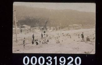 Postcard photograph of a beachside pool