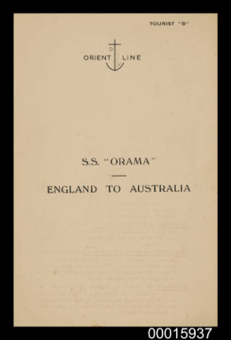 Orient Line - SS ORAMA - England to Australia - port of call Port Said, Wednesday 28 June 1939