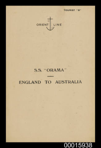Orient Line SS ORAMA Tourist B information booklet for Colombo