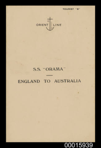 Orient Line SS ORAMA, England to Australia - Aden