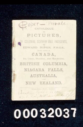 Catalogue of Pictures of Colonial Scenery and Incidents