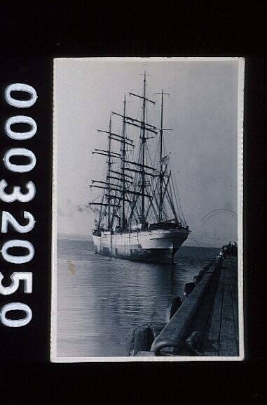 Four master barque HERZOGIN CECILIE moored to a jetty 