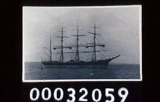 Four-masted barque PAMIR anchored at sea