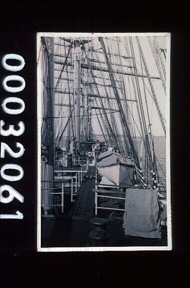 View of the deck of the four-masted barque PAMIR at Port Lincoln, South Australia