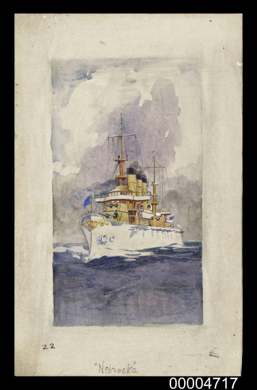 USS NEBRASKA  - a study for a Wills cigarette card