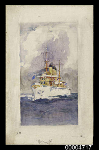 USS NEBRASKA  - a study for a Wills cigarette card