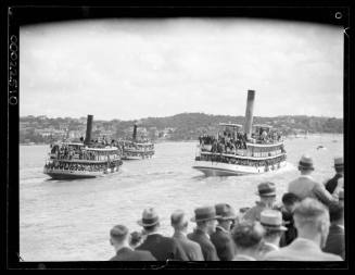 Ferries on Sydney Harbour, crowded with spectators for a regatta