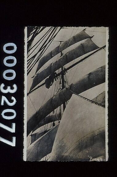 Photograph looking up a mast of the four masted barque PARMA ex ARROW