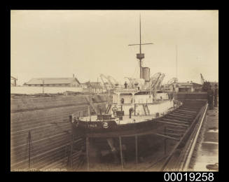 HMS CERBERUS in a graving dock at Williamstown