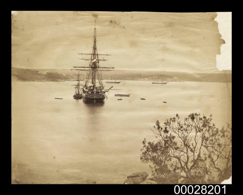 Corvette, probably HMS BRISK, at anchor