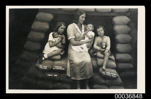 Air-raid shelter modelled by J. Suchomlin, Manly 1940, only sand, water and colour used