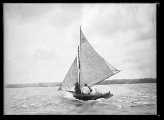 Possibly a 12' canvas Clad skiff on Sydney Harbour, inscribed 1354