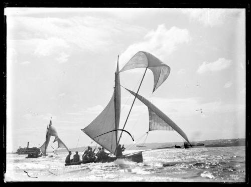 18-foot skiffs [possibly 20's on Sydney Harbour]in heavy weather , inscribed 1374