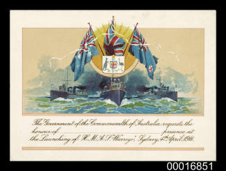 Invitation for the launch of HMAS WARREGO