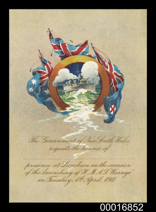 Invitation to the luncheon for the launching of HMAS WARREGO