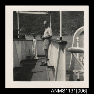 Photograph depicting Basil Helm on board the Vacuum Oil company tanker