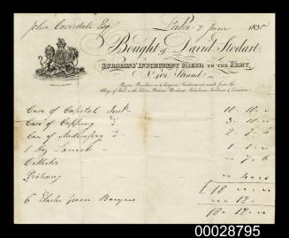 Receipt for surgeons instruments bought by Dr John Coverdale