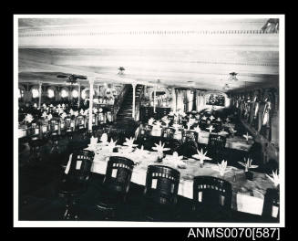 Dining room on Eastern & Australian Line passenger steamship